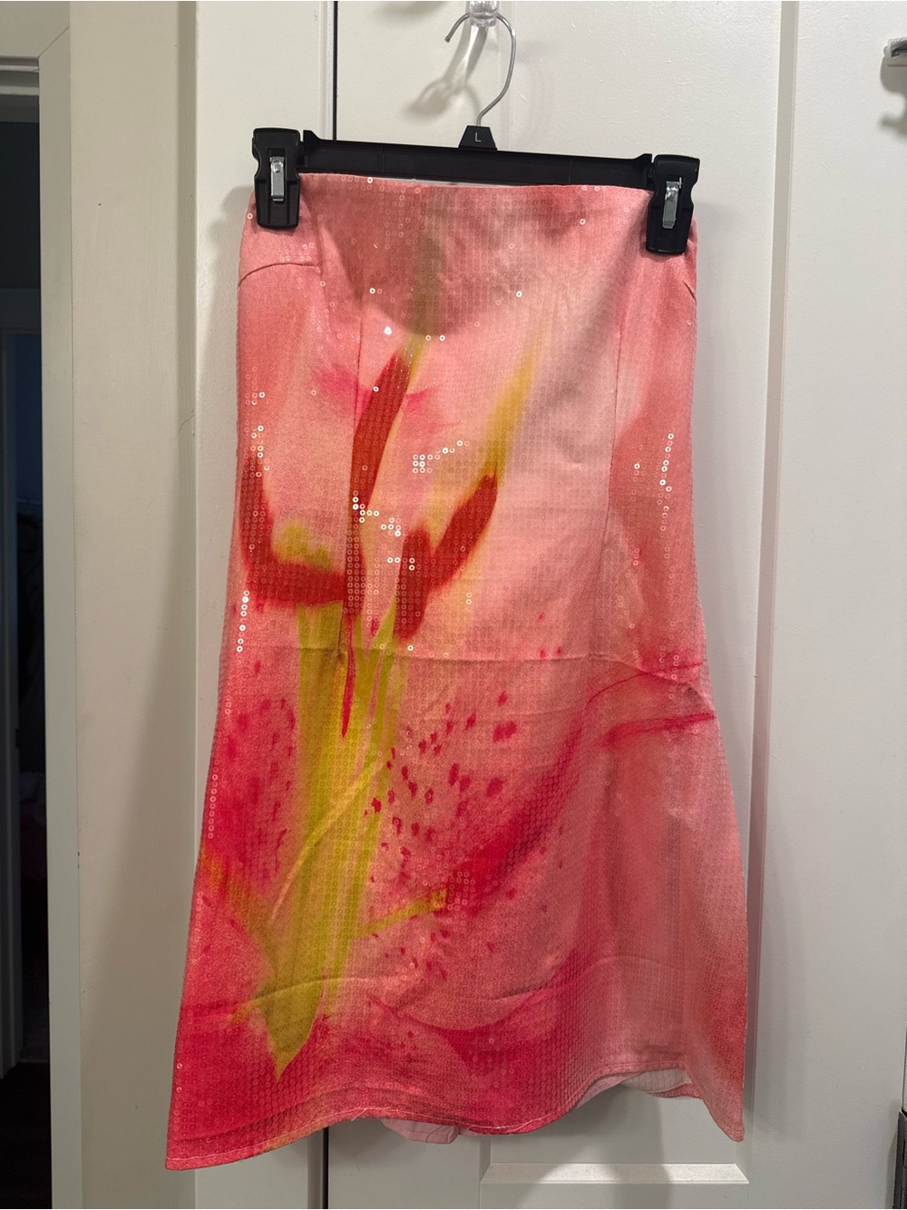White Fox Boutique Pink & Yellow Floral Sequin Mini Dress